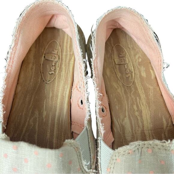 Sanuk Women’s Hot Dotty Sidewalk Surfer Shoes Natural/Pink Polka Dot Slip On, 7 - Picture 8 of 9